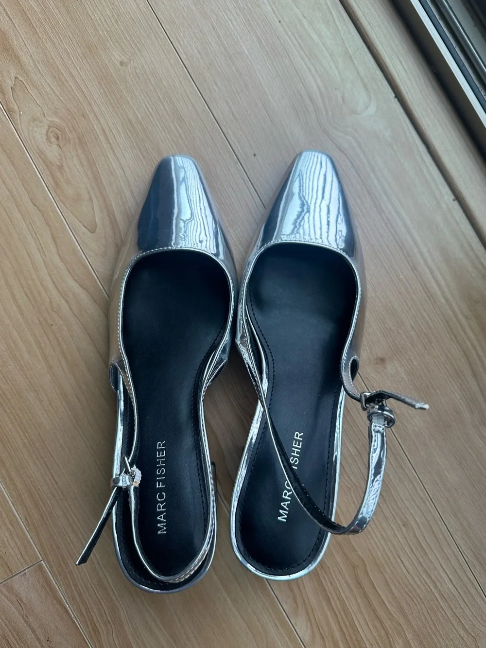 Marc Fisher LTD Silver Metallic Slingback Heels 8.5 – Worn Once + Original Box